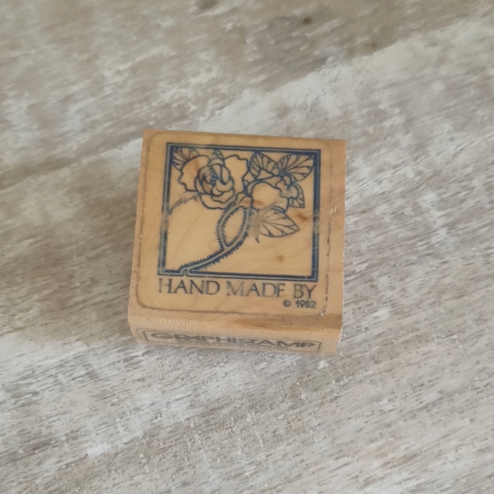 🌷3/15🌷 Vintage handmade by rose rubber stamp
